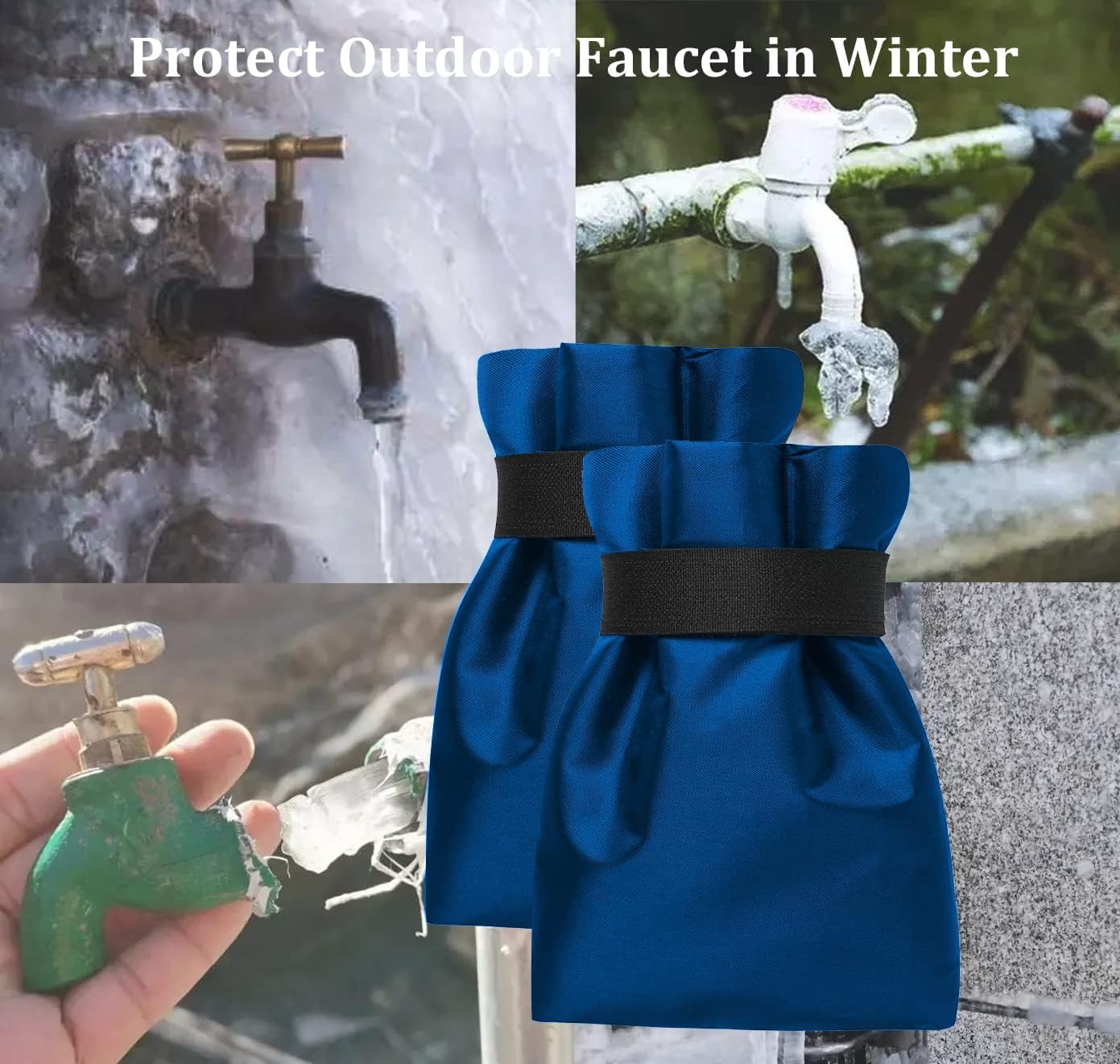 POROLIR Outdoor Faucet Covers for Winter Freeze Protection, Upgraded Thicken 8.5" H x 6.1" W Outside Garden Faucet Socks for Winter Waterproof Reusable Insulated Spigot Hose Bibs Cover, 3 Pack Black