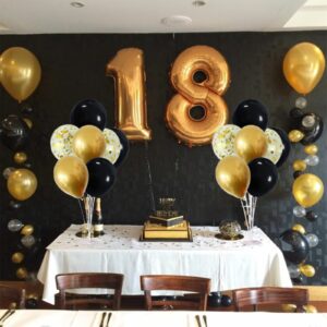 ZJDHPTY 4Set Black and Gold Balloon Stand, Balloon Centerpieces for Tables, Black and Gold Party Decorations for Birthday Wedding Anniversary Father's Day New Year Graduation 2024(black and gold)