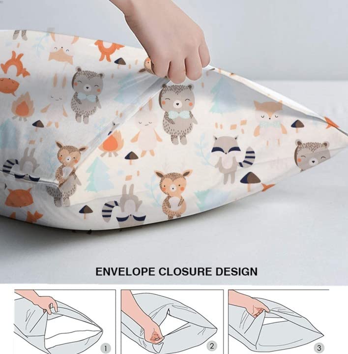 Travel Pillow Case Cover for Kids, 2 Packs 100% Cotton Baby Toddler Pillow Cover for Bedding, 14X20 Pillowslip Case for Sleeping Fits Pillows Sized 13x18 or 14x19