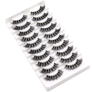 Veleasha Eyelashes Faux Mink Natural Lashes Wispy Fluffy Eye Lashes 20 Pairs 2 Styles 2 Sets Pack