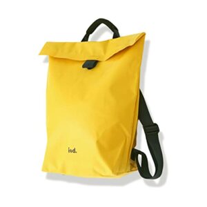 iod 15l weatherproof backpack with zipper & magnetic fastener - tarpaulin bag with adjustable backpack straps (yellow with dark blue straps)