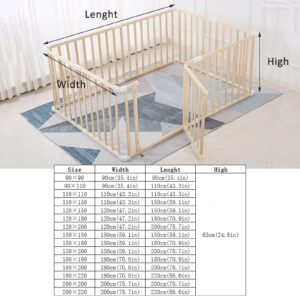 Jolan Baby Playpen Wooden,Detachable/Portable,Baby Fence with Door,Indoor Outdoor Large Safety Playard Playpen,63cm Height,Activity Center Playpen for Twins,Toddlers,Children,110×150cm