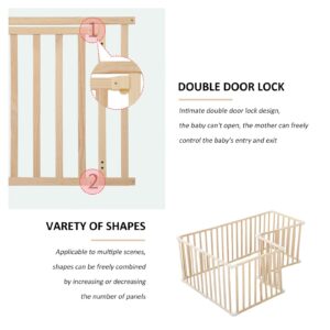 Jolan Baby Playpen Wooden,Detachable/Portable,Baby Fence with Door,Indoor Outdoor Large Safety Playard Playpen,63cm Height,Activity Center Playpen for Twins,Toddlers,Children,110×150cm