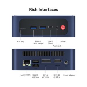 Beelink Mini PC, Intel12th i5-12450H(Turbo to 4.4GHz, 8C/12T),16G DDR4 3200Mhz+500G M.2 PCIe4.0 SSD Mini Computer, Intel UHD Graphics 48EUs 1.2GHz, TDP45W, WIFI6+BT5.2, Dual Display 4K@60Hz