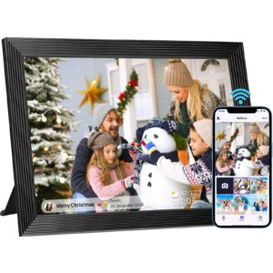 2024 newest frameo digital photo frame, 10.1 inch wifi digital picture frame with ips hd touch screen 1280x800, auto-rotate, easy share photos or videos via frameo app (black)