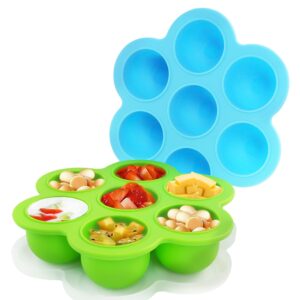 DF DUALFERV 2 Pack Baby Food Freezer Tray,7 Portions Silicone Baby Food Freezer Tray with Lid, Perfect Baby Food Containers for Homemade Baby Food, Vegetable & Fruit Purees, and Breast Milk