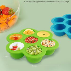 DF DUALFERV 2 Pack Baby Food Freezer Tray,7 Portions Silicone Baby Food Freezer Tray with Lid, Perfect Baby Food Containers for Homemade Baby Food, Vegetable & Fruit Purees, and Breast Milk