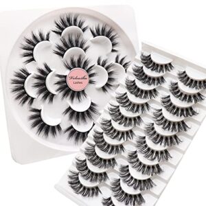 veleasha russian strip lashes and 5d faux mink lashes ，natural lashes wispy fluffy false eyelashes 2 styles 2 sets pack