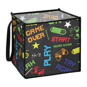 keepreal pixel game style cube storage bin with handles, large collapsible organizer storage basket for home decorative(1pack,13 x 13 x 13 in)