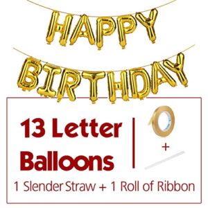 Mr. Pen- Happy Birthday Balloons, 14.5 Inch, Gold, 15 Pcs, Happy Birthday Balloons Letters, Happy Birthday Balloon Banner, Happy Birthday Foil Balloon, Happy Birthday Letter Balloons