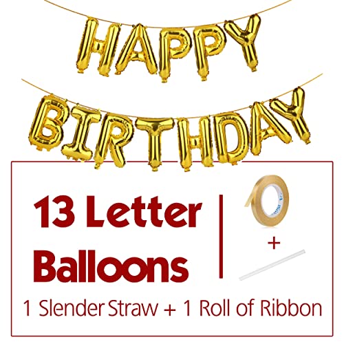 Mr. Pen- Happy Birthday Balloons, 14.5 Inch, Gold, 15 Pcs, Happy Birthday Balloons Letters, Happy Birthday Balloon Banner, Happy Birthday Foil Balloon, Happy Birthday Letter Balloons