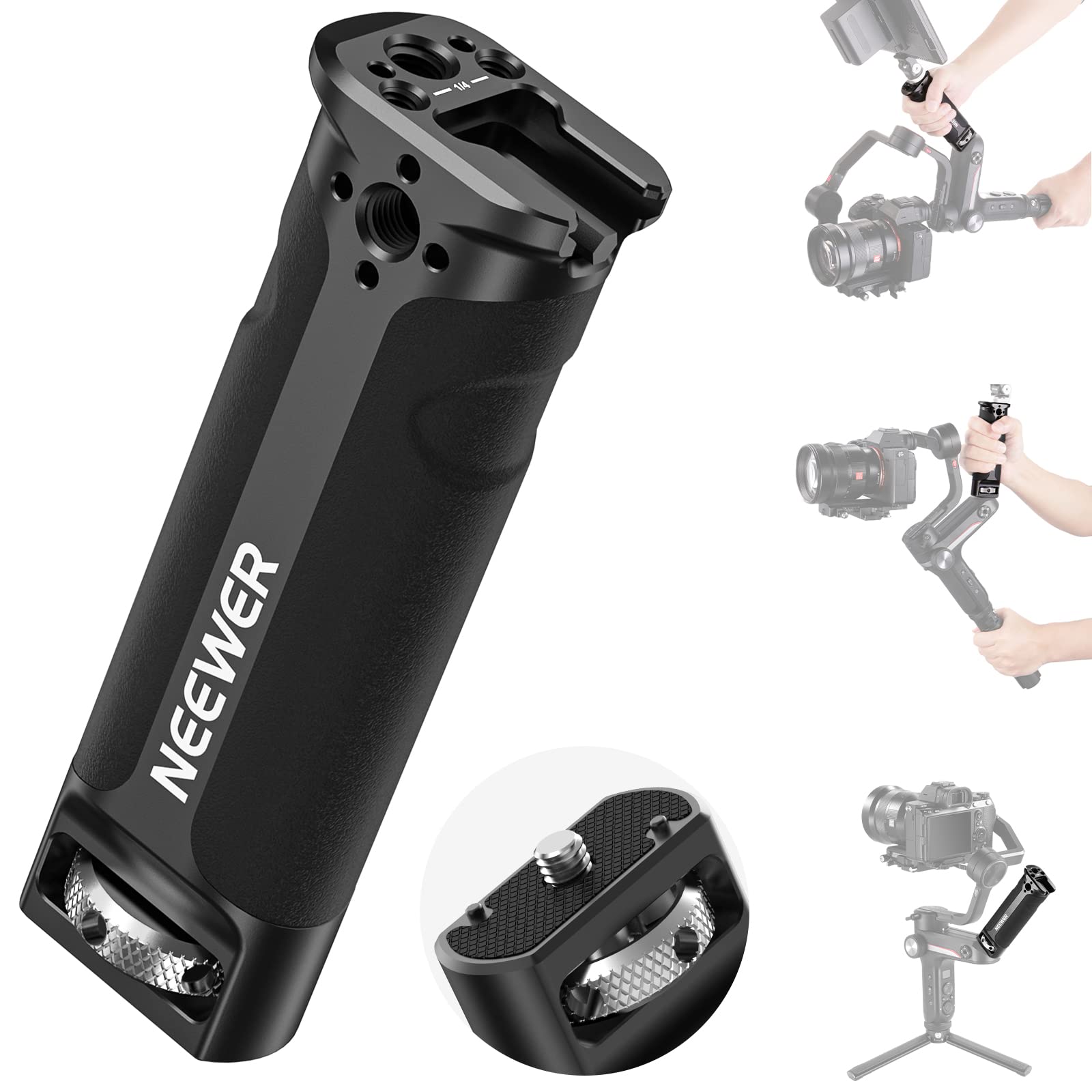 NEEWER Sling Handle Grip for WEEBILL-S Only, Handgrip with Cold Shoe, 1/4" Thread, 1/4" Thumb Screw, 3/8" ARRI Locating Holes and Anti Twist Pins Compatible with ZHIYUN WEEBILL-S Gimbal Stabilizer