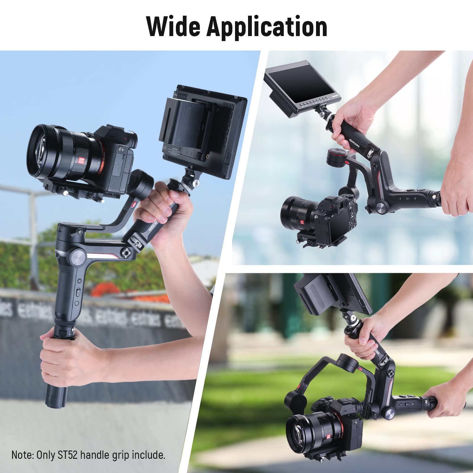 NEEWER Sling Handle Grip for WEEBILL-S Only, Handgrip with Cold Shoe, 1/4" Thread, 1/4" Thumb Screw, 3/8" ARRI Locating Holes and Anti Twist Pins Compatible with ZHIYUN WEEBILL-S Gimbal Stabilizer