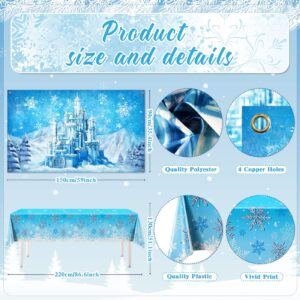 Frozen Birthday Party Supplies Winter Decoration Pack 117 Pcs Wonderland Snowflake Princess Party Decors for Girls (Backdrop, Tablecloth, Banner, Foil Balloons, Balloons Garland)