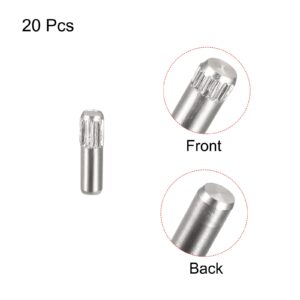 uxcell 2x6mm 304 Stainless Steel Dowel Pins, 20Pcs Knurled Head Flat Chamfered End Dowel Pin, Wood Bunk Bed Shelf Pegs Support Shelves Fasten Elements