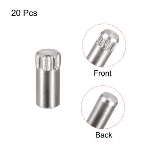 uxcell 5x8mm 304 Stainless Steel Dowel Pins, 20Pcs Knurled Head Flat Chamfered End Dowel Pin, Wood Bunk Bed Shelf Pegs Support Shelves Fasten Elements