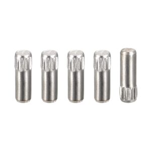 uxcell 3x6mm 304 stainless steel dowel pins, 5pcs knurled head flat chamfered end dowel pin, wood bunk bed shelf pegs support shelves fasten elements