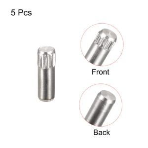 uxcell 3x6mm 304 Stainless Steel Dowel Pins, 5Pcs Knurled Head Flat Chamfered End Dowel Pin, Wood Bunk Bed Shelf Pegs Support Shelves Fasten Elements