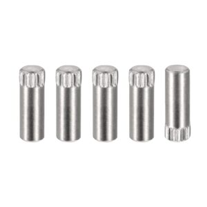 uxcell 5x16mm 304 stainless steel dowel pins, 5pcs knurled head flat chamfered end dowel pin, wood bunk bed shelf pegs support shelves fasten elements