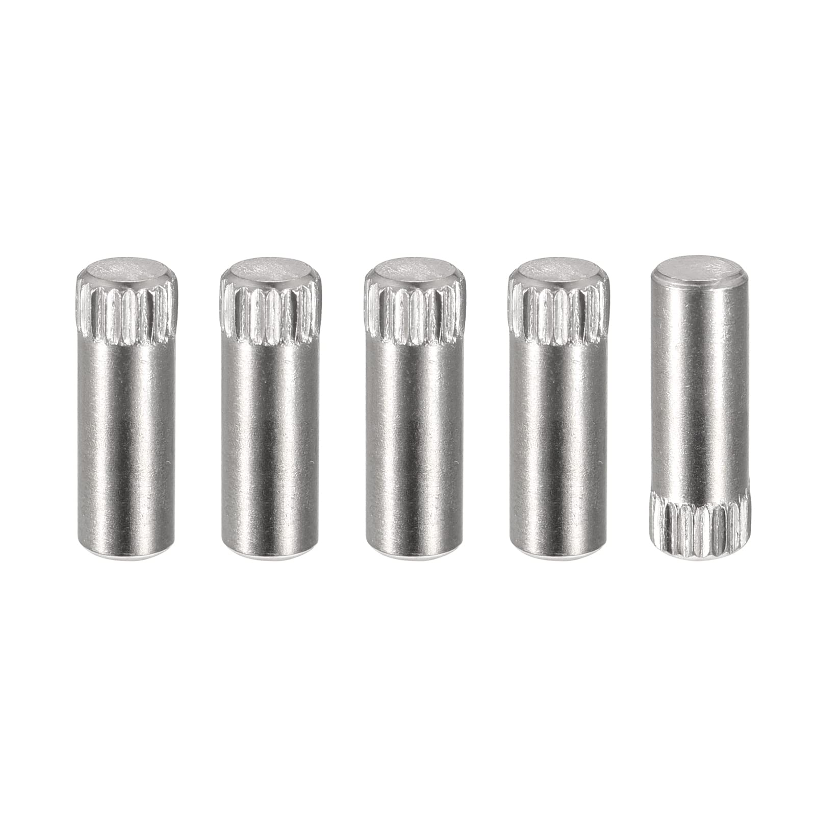 uxcell 5x16mm 304 Stainless Steel Dowel Pins, 5Pcs Knurled Head Flat Chamfered End Dowel Pin, Wood Bunk Bed Shelf Pegs Support Shelves Fasten Elements