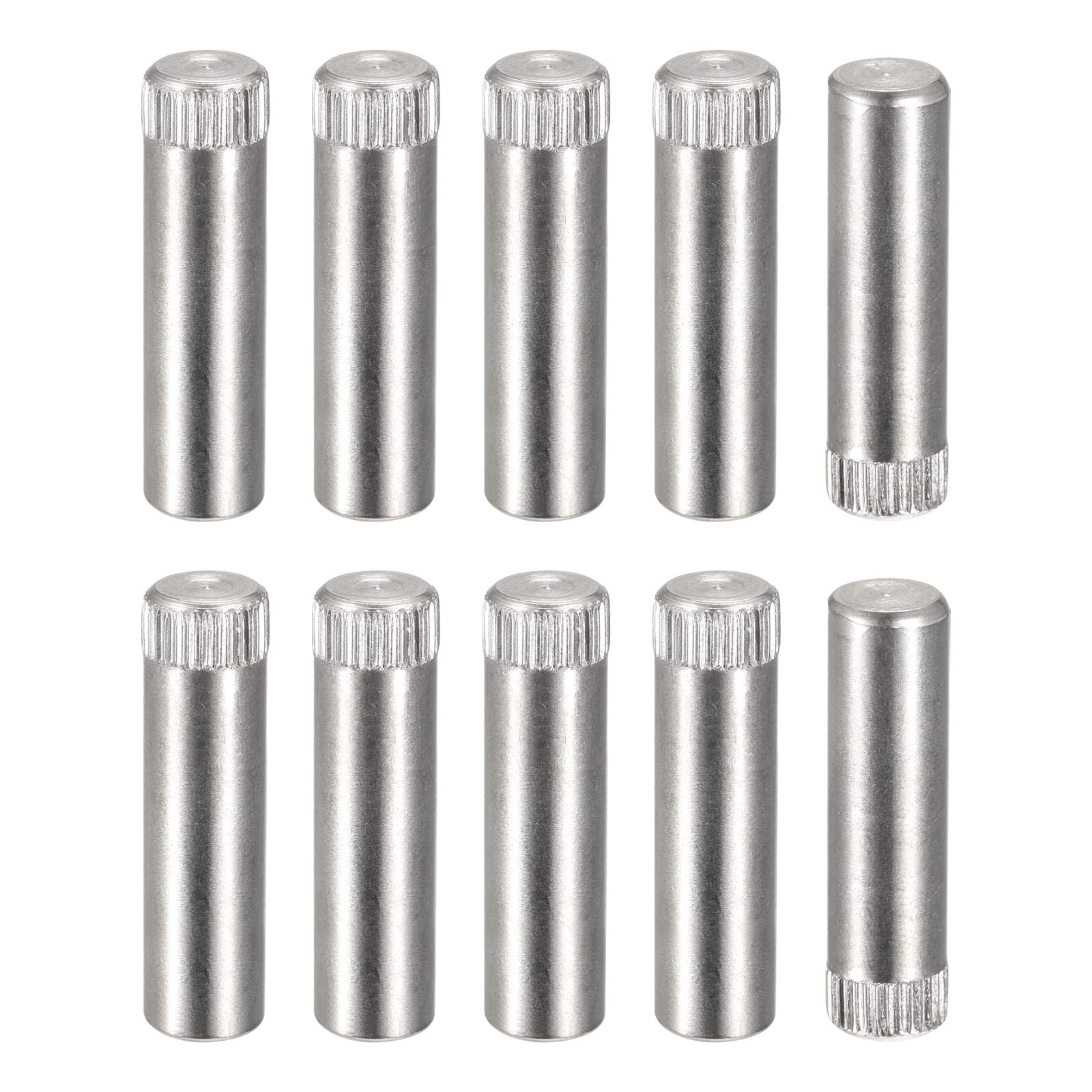 uxcell 8x30mm 304 Stainless Steel Dowel Pins, 10Pcs Knurled Head Flat Chamfered End Dowel Pin, Wood Bunk Bed Shelf Pegs Support Shelves Fasten Elements