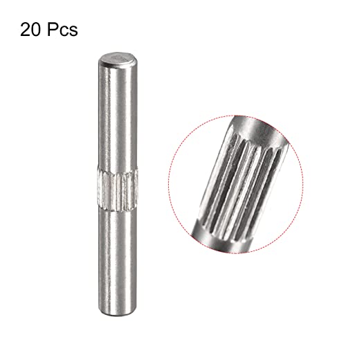 uxcell 5x35mm 304 Stainless Steel Dowel Pins, 20Pcs Center Knurled Flat Chamfered End Dowel Pin, Wood Bunk Bed Shelf Pegs Support Shelves Fasten Elements