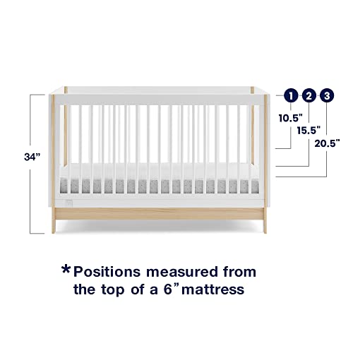 GAP babyGap Tate 4-in-1 Convertible Crib - Greenguard Gold Certified, Bianca White/Natural