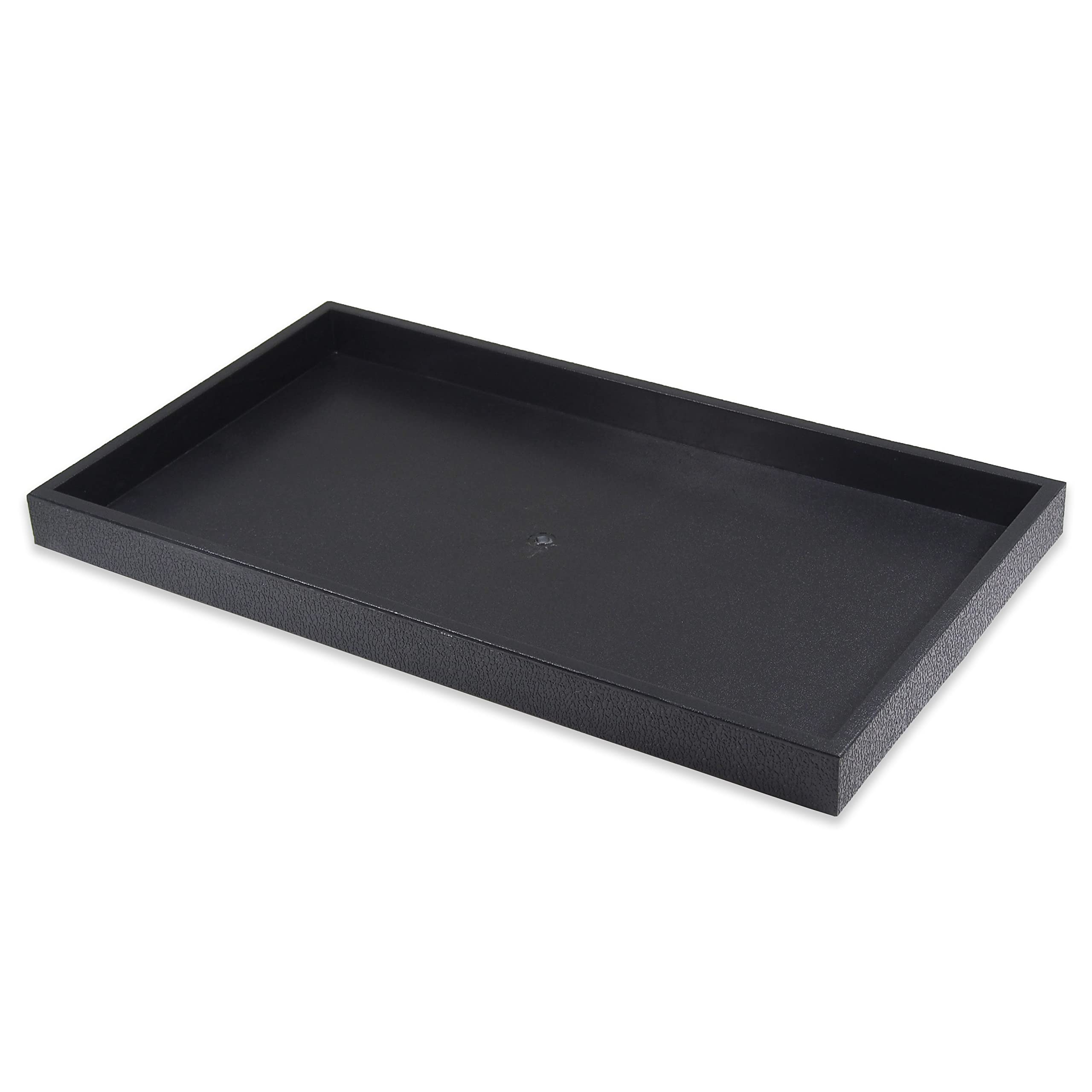 CuteBox Company 3pc Black Plastic Tray (14.75” x 8.25” x 1”) with 10 Rectangle Compartment Red Flocked Tray Insert for Jewelry Storage, Organization, Merchandise, Display