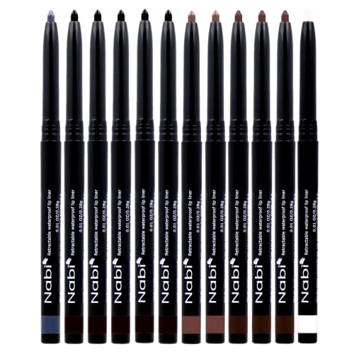 12pcs, 5 Colors, Nabi Retractable Waterproof Eye Liner, Roll It Up Eye Liner Pencil, Long Lasting Fade Resistant (Black, Dark Brown, Brown, Navy Blue, White)