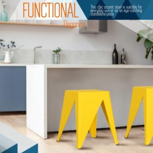 ISL Furnishings Zuho Stackable Stools, Set of 2 – Durable Plastic Stacking Chairs – Stack Stool Chair for Outdoor, Dining, Classroom, Kitchen, Counter, Flexible Seating, Space-Saver (Highlight-Yellow)