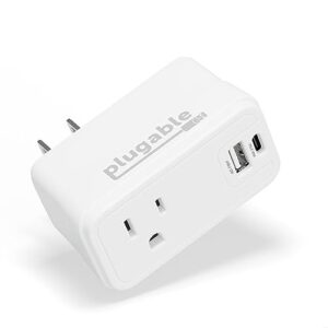 plugable wall outlet extender with 1x usb-c and 1x usb, 32w usb c charger block, usbc fast charger for iphone 13/14, travel, home, office, cruise ship