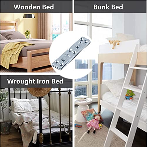 4 Sets Bed Rail Brackets,Heavy Duty Bed Rail Fittings for Connecting to Wood, Headboards and Foot-Boards, with Screws