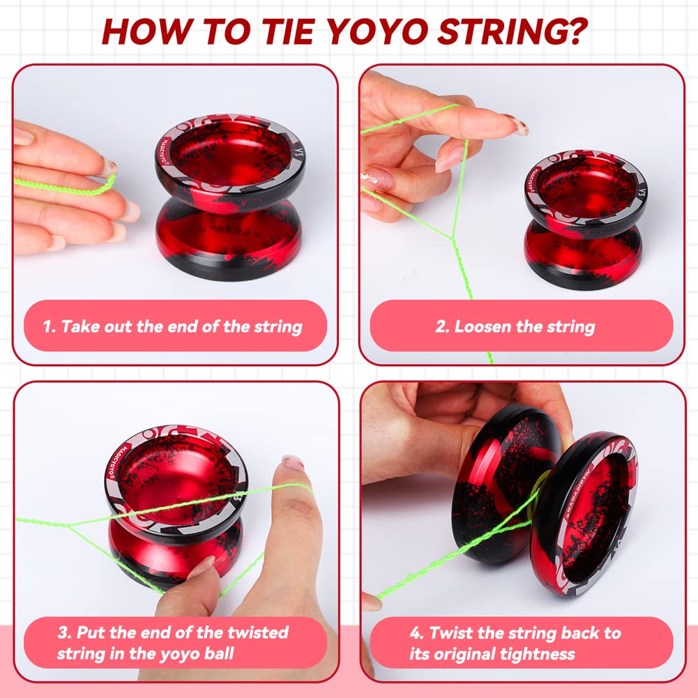 MAGICYOYO V3 Responsive Yoyo Pack of 2, Professional Metal Yoyo for Beginner, Dual Purpose Alloy Yoyo with KK Bearings + Removal Bearing Tool + Axle + 2 Bags + 12 Yoyo Strings