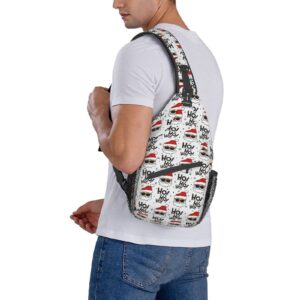 JSHXJBWR New Year Pattern With Santa Claus Ho Ho Ho Chest Bags Holiday Xmas Crossbody Sling Bag Travel Hiking Backpack Casual Shoulder Daypack For Adults Women Men