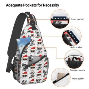 JSHXJBWR New Year Pattern With Santa Claus Ho Ho Ho Chest Bags Holiday Xmas Crossbody Sling Bag Travel Hiking Backpack Casual Shoulder Daypack For Adults Women Men