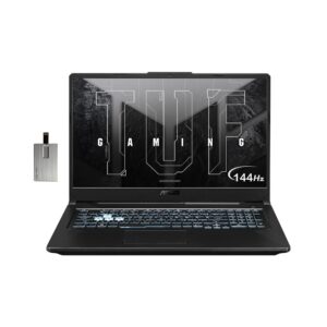 asus tuf 17.3" fhd 144hz ips-type gaming laptop, 11th gen intel core i5-11400h, nvidia geforce rtx 3050 4gb, 8gb ram, 512gb pcie ssd, backlit keyboard, win 11 home, gray, 32gb snowbell usb card