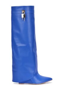 cape robbin women's pointed toe wedge heel knee high boots valeri (blue, us_footwear_size_system, adult, women, numeric, medium, numeric_7)