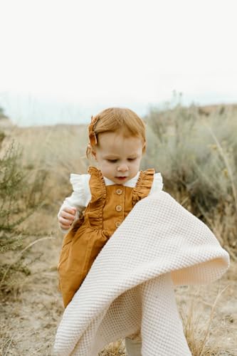 judith + lain Waffle Baby Blanket Boho Knit Swaddle - 39"x39" Neutral Receiving Blankets 100% Cotton | Gender Neutral Baby Registry Newborn Essentials