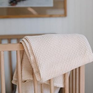 judith + lain Waffle Baby Blanket Boho Knit Swaddle - 39"x39" Neutral Receiving Blankets 100% Cotton | Gender Neutral Baby Registry Newborn Essentials