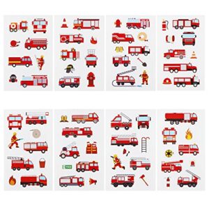 24 Sheets Fire Truck Temporary Tattoos, Birthday Decorations Firetruck Firefighter Party Favors