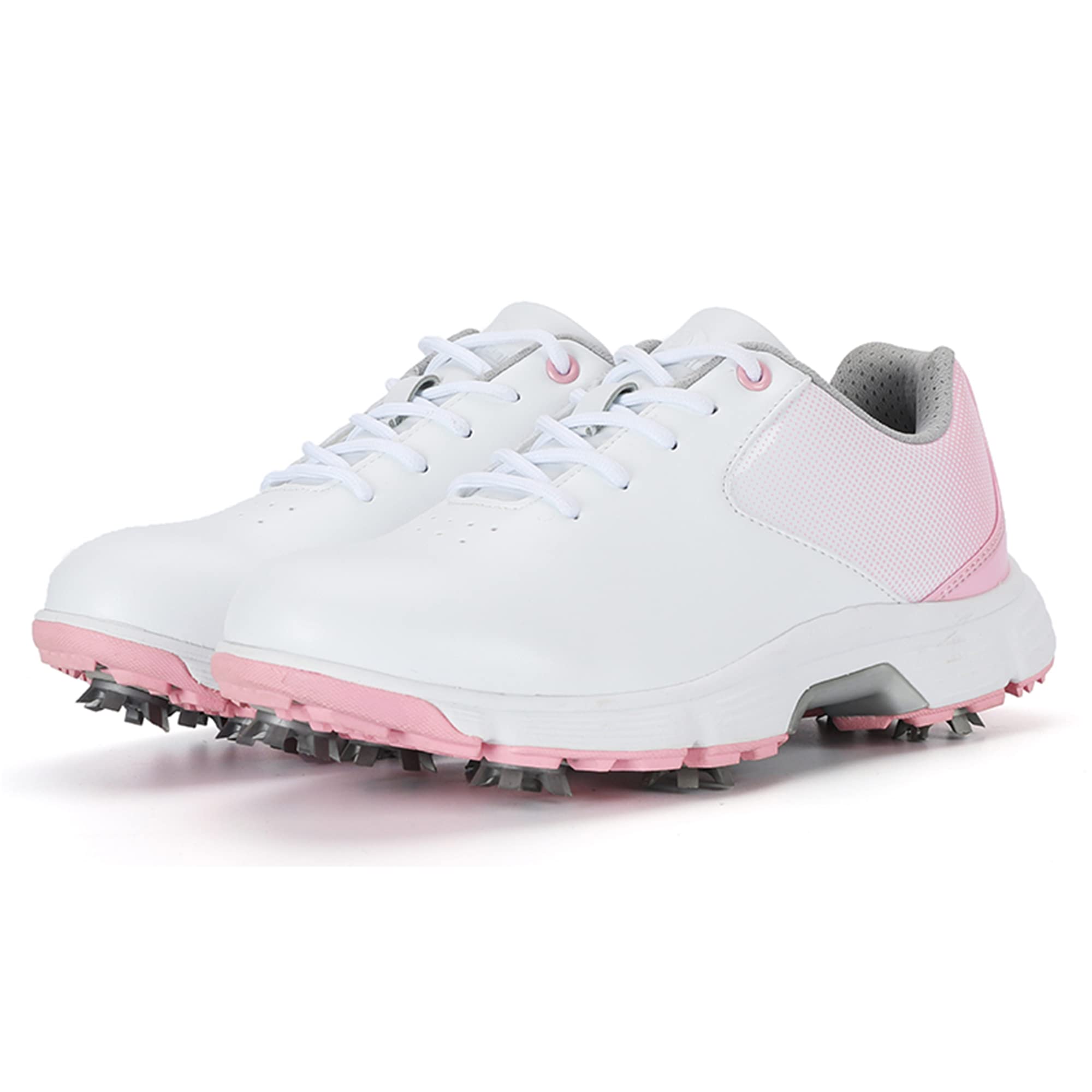 LIPPAN Women's Golf Shoes Waterproof Outdoor Golf Sneakers Spiked Lightweight Breathable Wear-Resistant,White,7.5