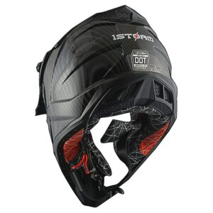 1Storm Adult Motocross Helmet ATV Dirt Bike BMX MX Downhill Mountain Helmet Track Style JH601; Carbon Fiber Black