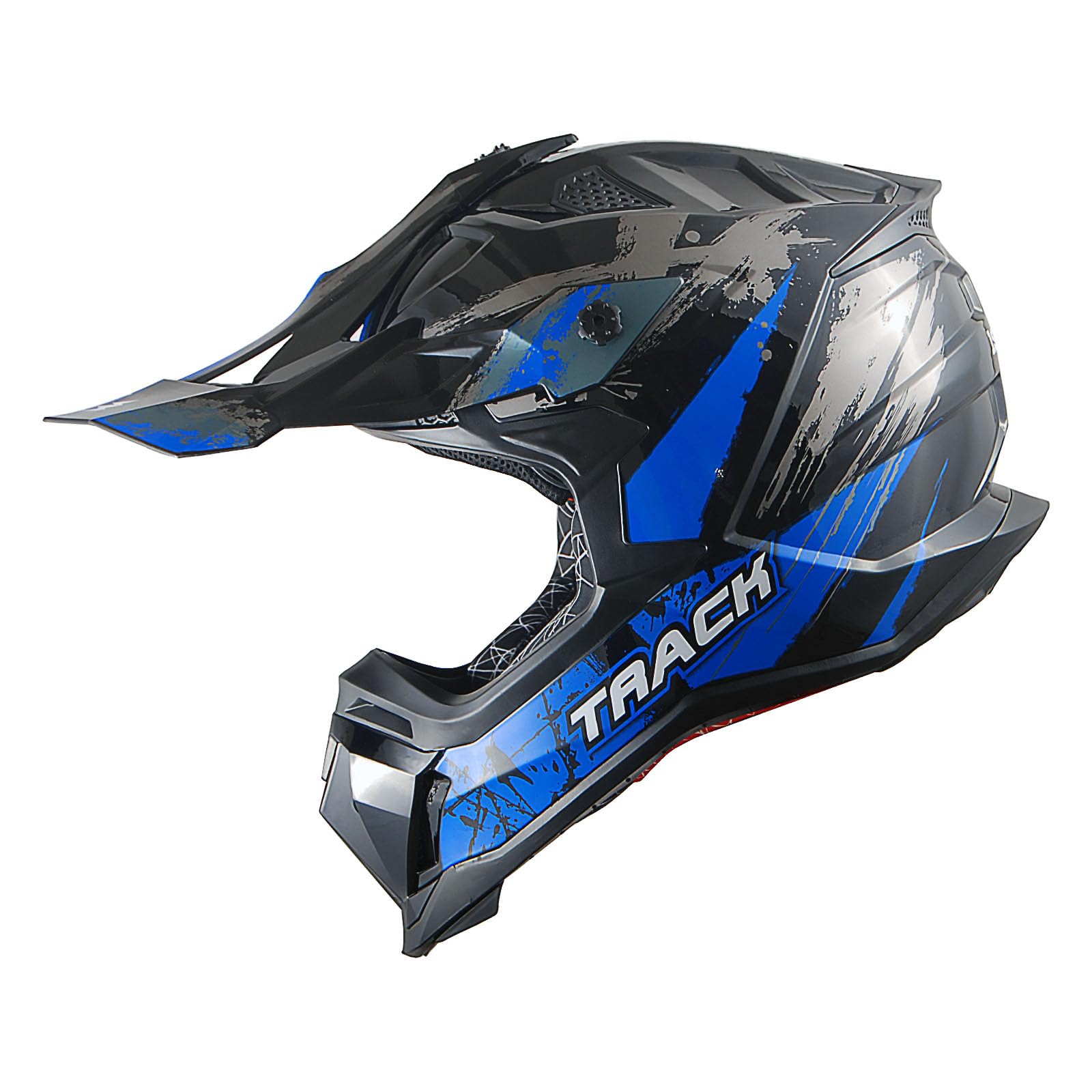 1Storm Adult Motocross Helmet ATV Dirt Bike BMX MX Downhill Mountain Helmet Track Style JH601; Track Blue