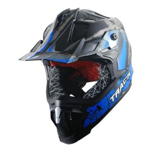 1Storm Adult Motocross Helmet ATV Dirt Bike BMX MX Downhill Mountain Helmet Track Style JH601; Track Blue