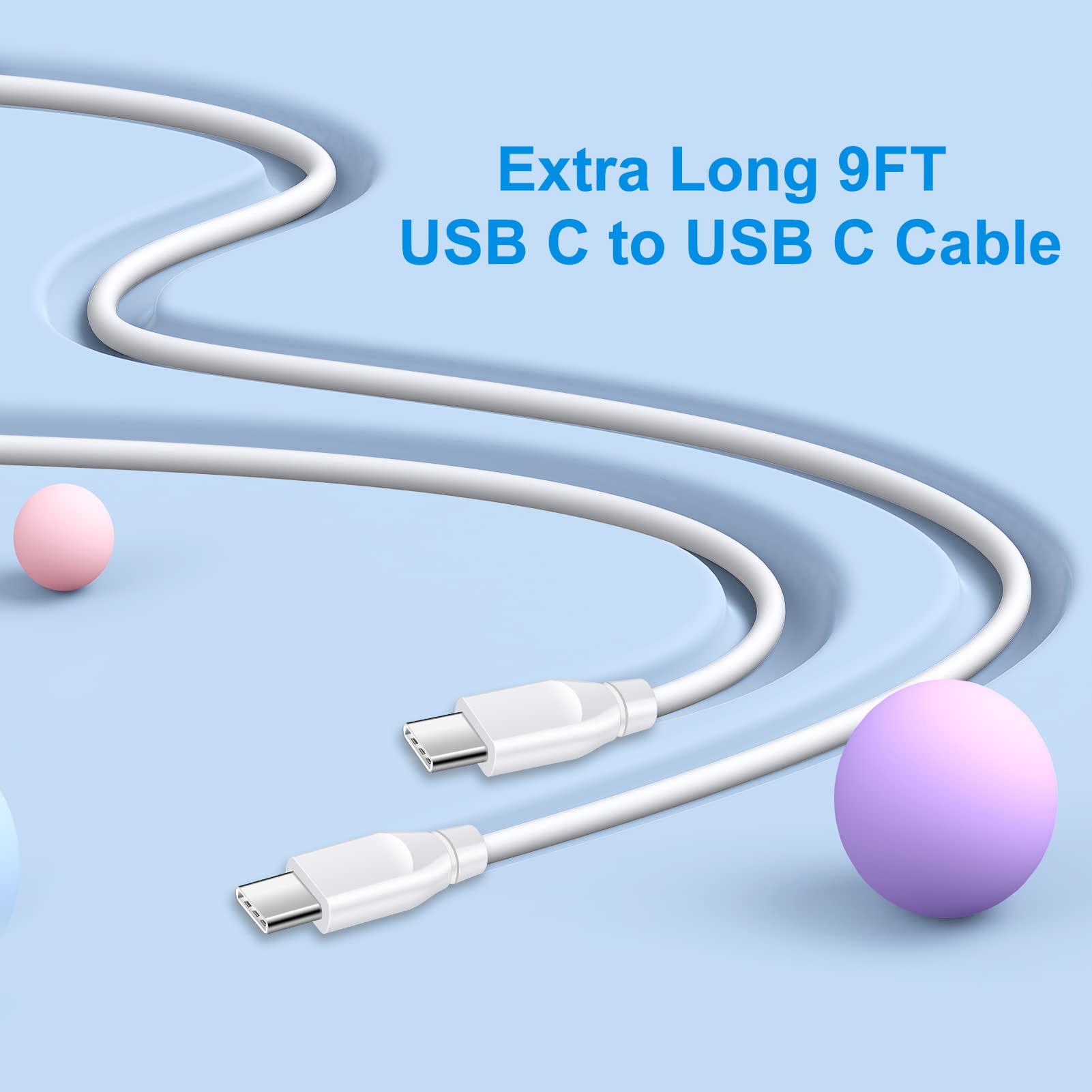 C Charger Cable for Google Pixel 8 7 7 Pro 7A 6 6 Pro 6A 5A 5 4A 3A 3 2 XL 2Pack Samsung Fast Charging Cord 9ft USB C to USB C Cable for Galaxy S24 S23 S22 Ultra S21 S20 S10 A13 A53 Z Fold 5 4 Z Flip4