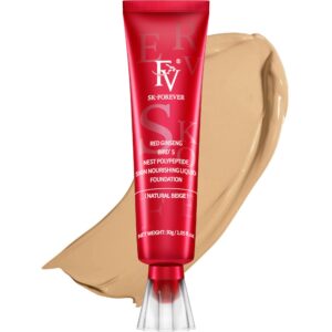 fv matte finish liquid foundation, waterproof, lightweight foundation makeup ideal for everyday use on oily to normal skin types, medium coverage,natural beige, 1 fl. oz.