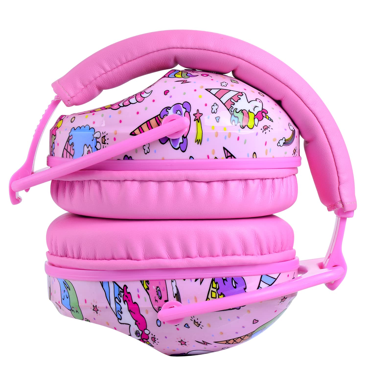 Hocazor HZ015 Kids Ear Protection-SNR 27dB Safety Earmuffs Durable Composite Material Hearing Protector Girls Noise Cancelling Headphones - Pink Ice Cream