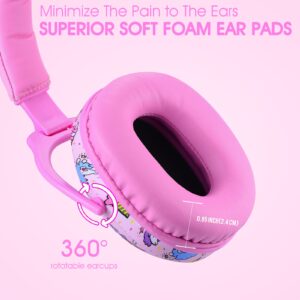 Hocazor HZ015 Kids Ear Protection-SNR 27dB Safety Earmuffs Durable Composite Material Hearing Protector Girls Noise Cancelling Headphones - Pink Ice Cream