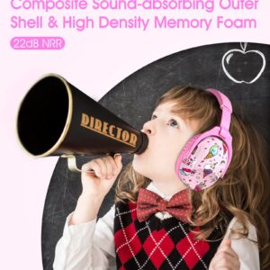 Hocazor HZ015 Kids Ear Protection-SNR 27dB Safety Earmuffs Durable Composite Material Hearing Protector Girls Noise Cancelling Headphones - Pink Ice Cream