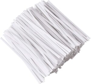 500 pieces 5" reusable white paper bread twist ties, white twist ties bag ties twist ties for bags bread wire ties reusable twist tie for treat bags party cello candy bread coffee bags cake pops